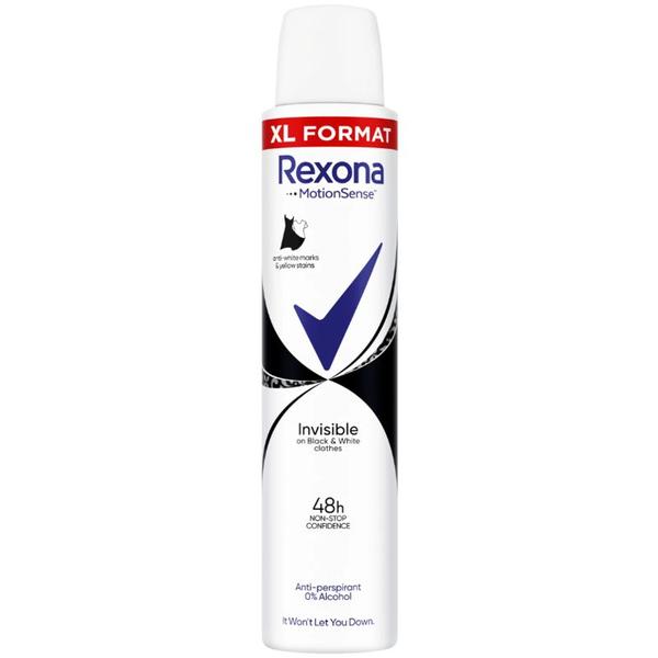 Deodorant Antiperspirant Spray pentru Femei Invizibil - Rexona MotionSense Invisible Black&amp;White 48h, 200 ml