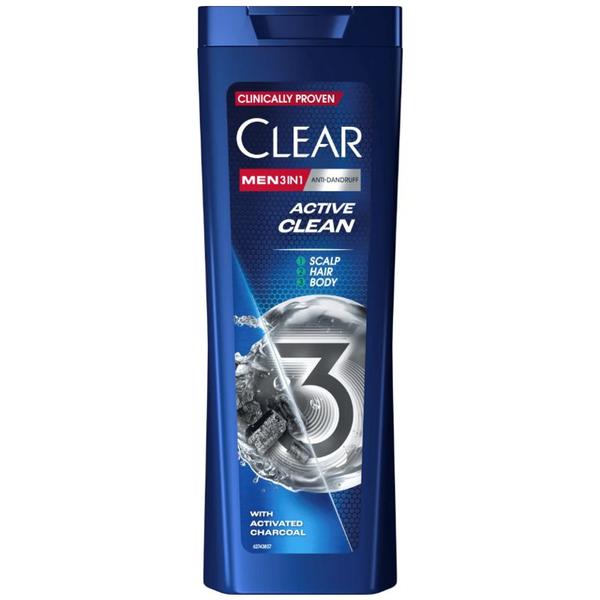 Sampon 3 in 1 pentru Barbati - Clear Men Anti-Dandruff 3 in 1 Active Clean, 360 ml