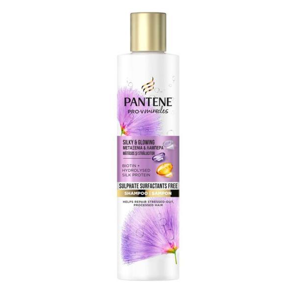 SHORT LIFE - Sampon fara Sulfati pentru Par Uscat si Aspru - Pantene Pro-V Miracles Silk &amp;Glow Shampoo, 225 ml