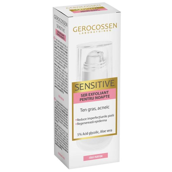 Ser Exfoliant pentru Noapte - Gerocossen Sensitive Ten Gras, Acneic, 30 ml