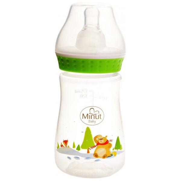 Biberon &quot;Ursul Pacalit de Vulpe&quot; cu Tetina de Silicon Rotunda - Minut Baby, 0+, 125 ml