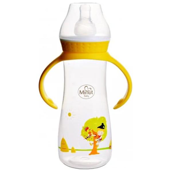 Biberon &quot;Pupaza din Tei&quot; cu Tetina de Silicon si Manere - Minut Baby, 3+, 250 ml