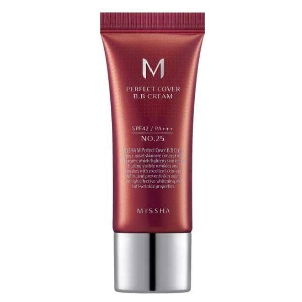 Crema BB cu Protectie Ridicata - Missha BB Cream M Perfect Cover SPF42/PA+++, nuanta 25/Bej Cald, 20 ml