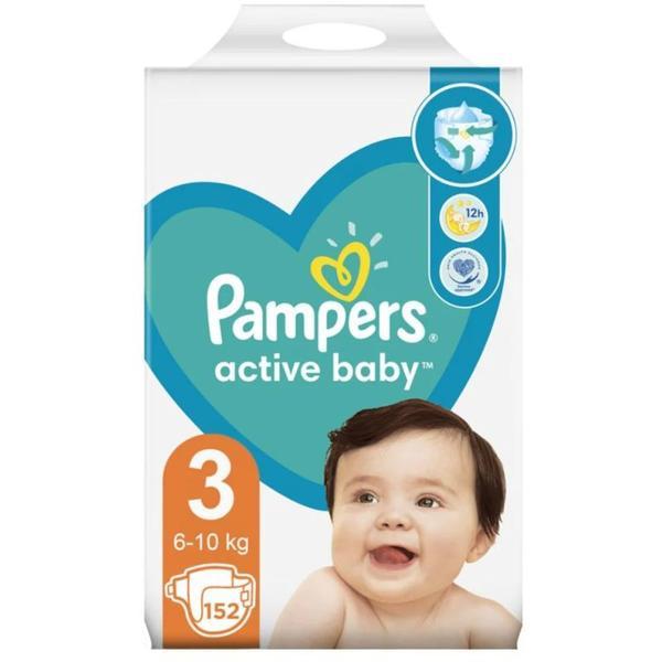 SHORT LIFE - Scutece pentru Bebelusi - Pampers Active Baby, marimea 3 (6-10 kg), 152 buc