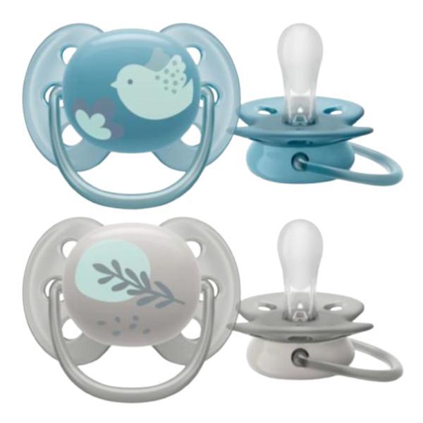 Set de 2 suzete Soft Gri/Bleu 6-18luni, Philips Avent