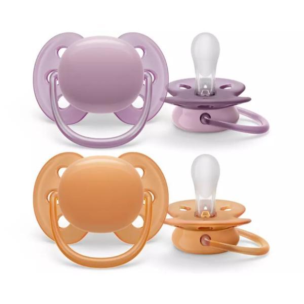 Set de 2 suzete Soft Mov/Orange 6-18 luni, Philips Avent