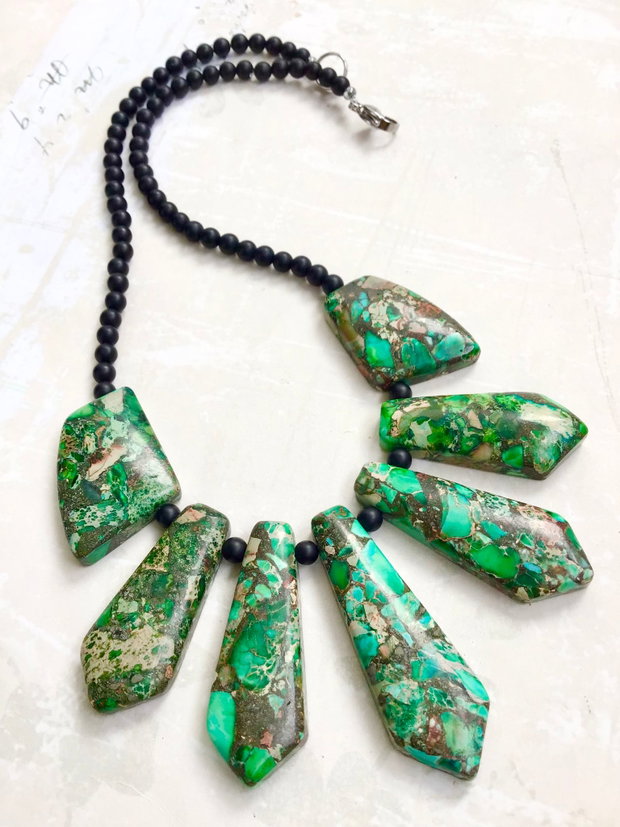 Colier Regalite verzi & onix brazilian