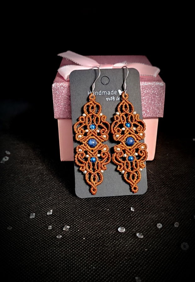 Cercei micro macrame Lapis Lazuli
