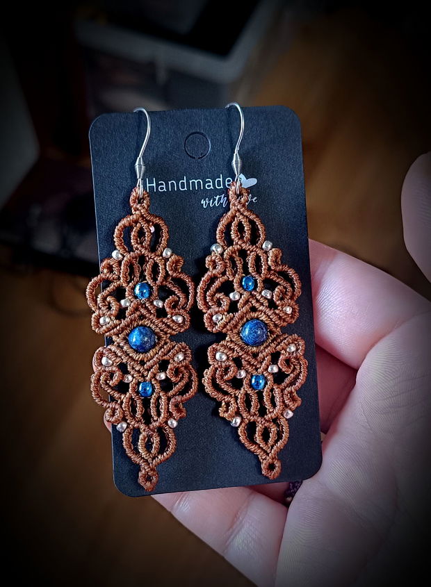 Cercei micro macrame Lapis Lazuli