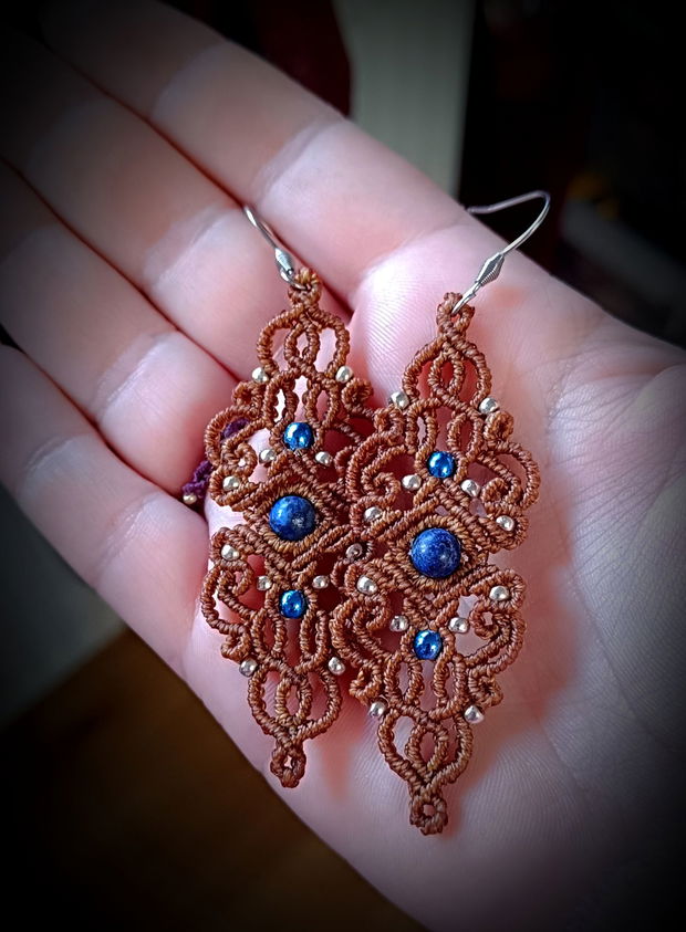 Cercei micro macrame Lapis Lazuli