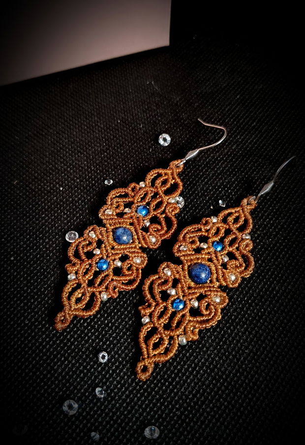 Cercei micro macrame Lapis Lazuli
