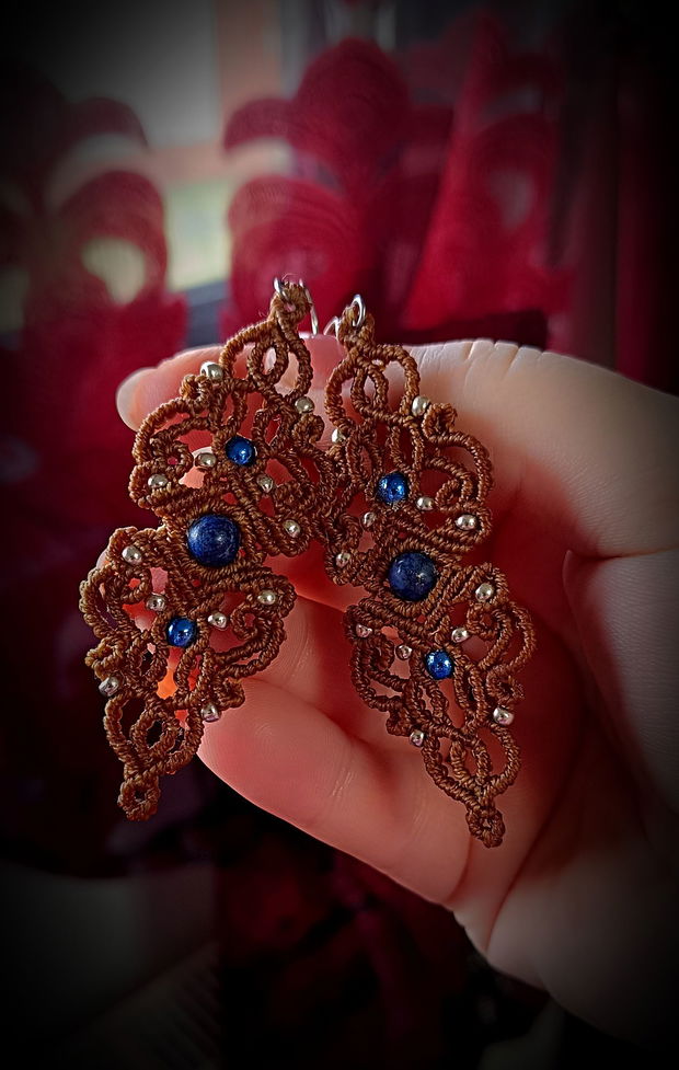 Cercei micro macrame Lapis Lazuli