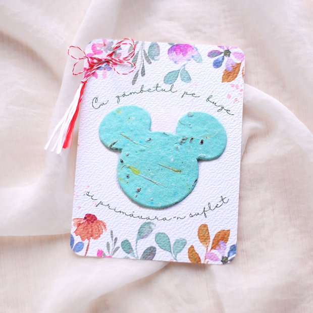 Martisor plantabil - Mickey cu seminte si petale de flori