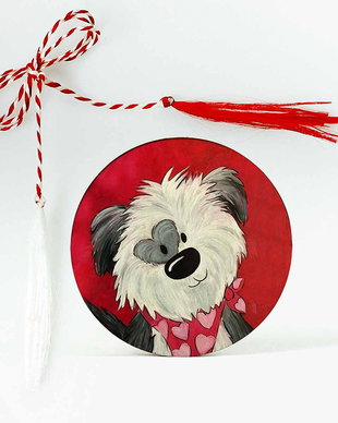 Martisor personalizat , catel cu inimioara
