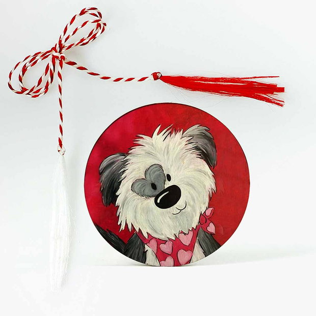 Martisor personalizat , catel cu inimioara