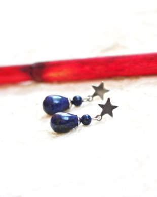 Cercei cu stelute si lapis lazuli