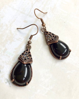 Cercei vintage onix negru