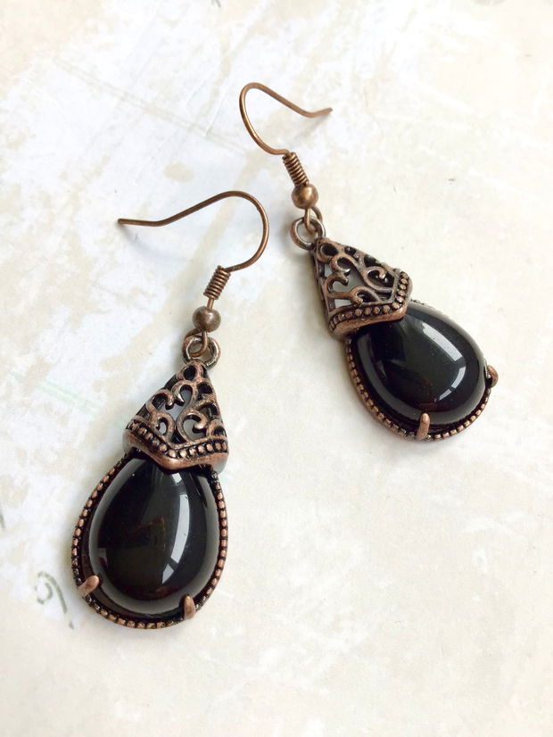 Cercei vintage onix negru