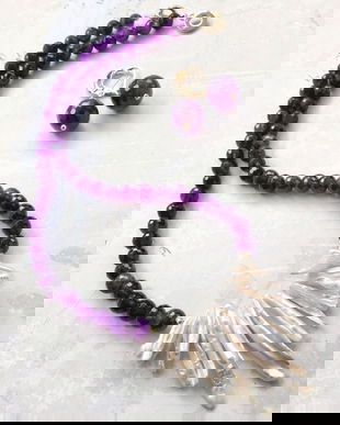 Colier ametist & perle Biwa albe