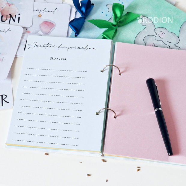 Jurnalul bebelusului personalizat cu nume pictat manual
