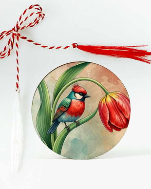 Martisor cu lalea si pasare