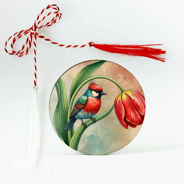 Martisor cu lalea si pasare