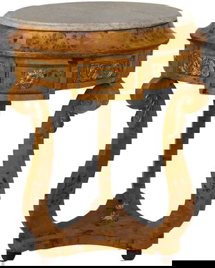 Masuta baroc din lemn furniruit si blat din marmura