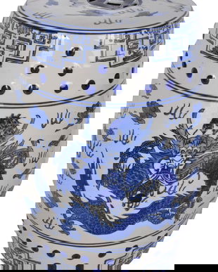 Scaun ceramica asiatica cu dragoni