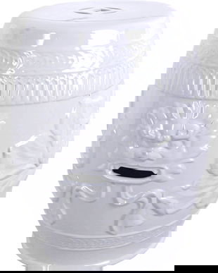 Scaun ceramica asiatica alba cu dragoni