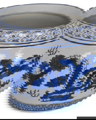 Jardiniera ceramica alb/albastra