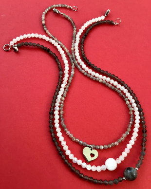 Set Coliere CHOKER labradorit, cuart fumuriu & piatra lunii