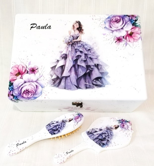 Cutie de trusou pentru mireasă în nuanțe mov și lila