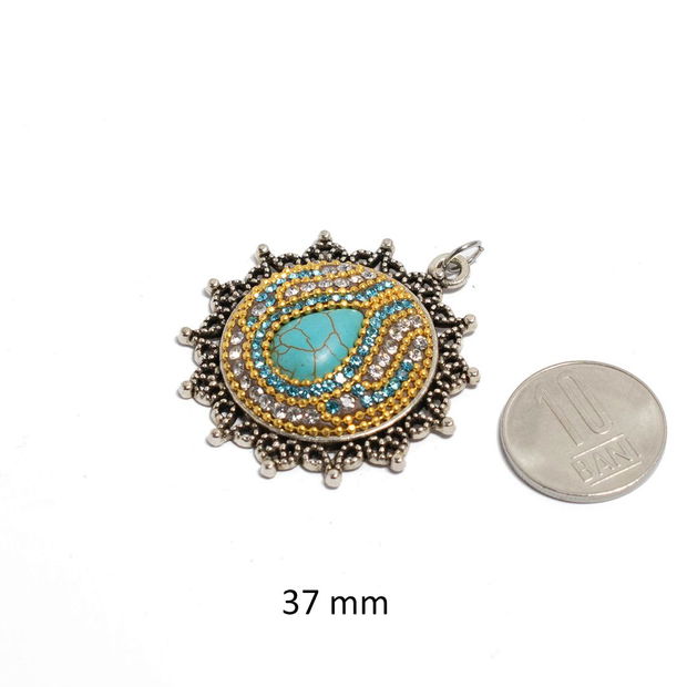 Pandantiv aliaj, decor etnic, 37 mm DS-552
