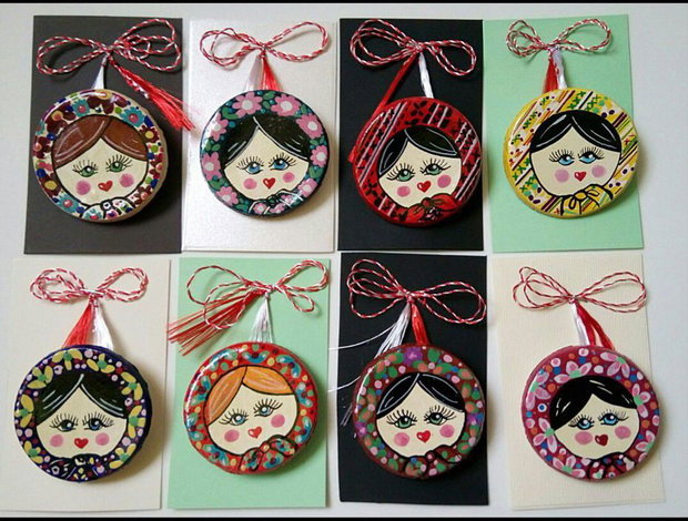 Martisor-țarancuta cu batic (brosa)