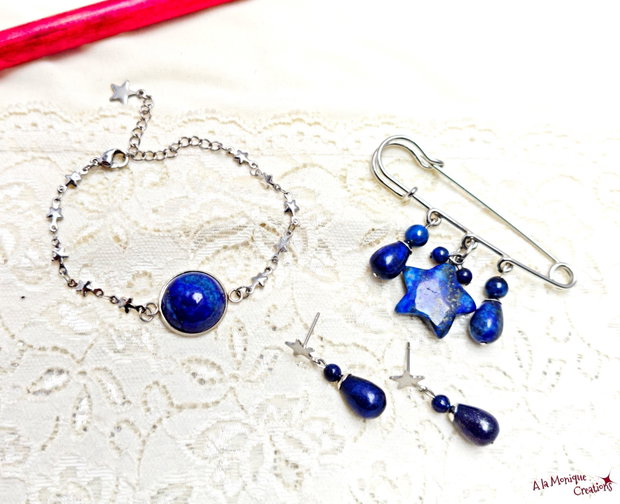 Cercei cu stelute si lapis lazuli