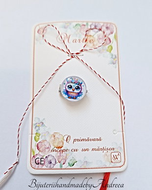 Brosa martisor bufnita vesela