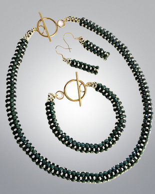 Set verde auriu din margele