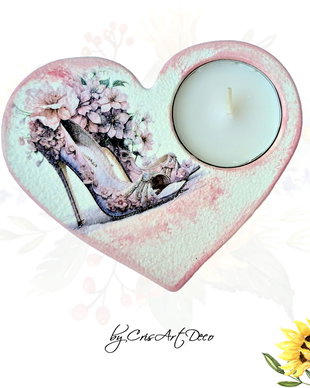 Suport decorativ pentru lumanare - pantofi cu flori 120137