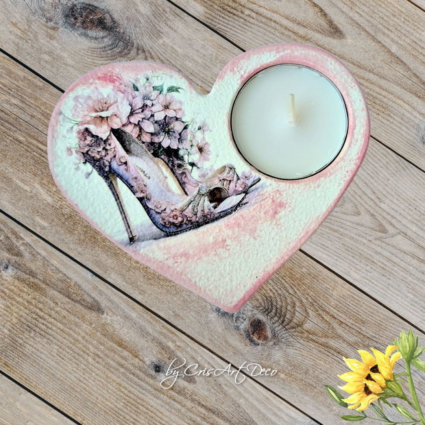 Suport decorativ pentru lumanare - pantofi cu flori 120137