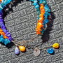 Bratara argint X3 opal de foc etiopian oranj violet apatit nugget charm argint boho chic trendy - Transport gratuit
