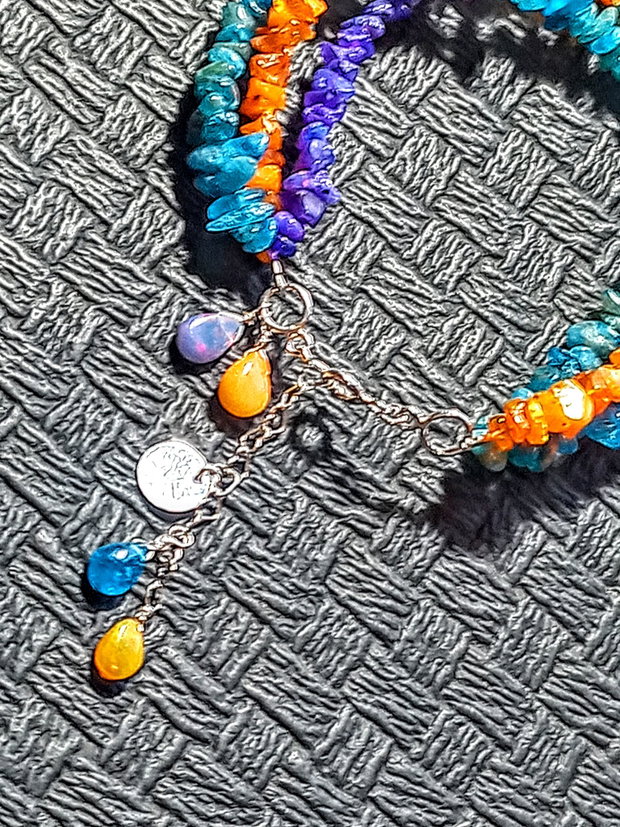 Bratara argint X3 opal de foc etiopian oranj violet apatit nugget charm argint boho chic trendy - Transport gratuit