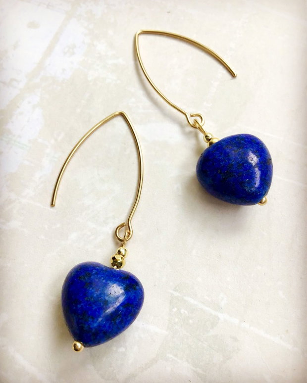 Cercei inima lapis lazuli