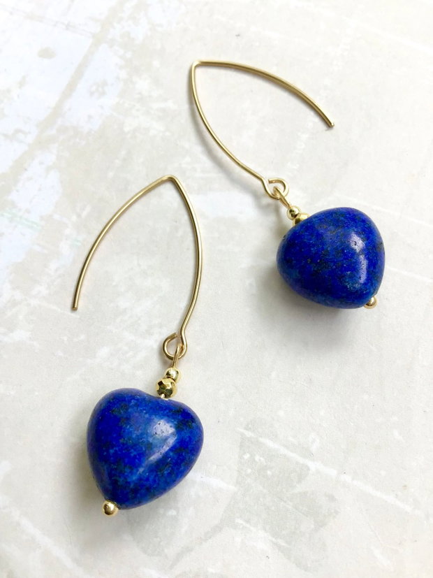 Cercei inima lapis lazuli
