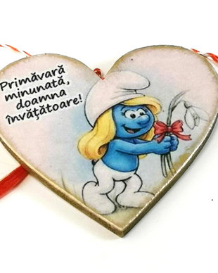 Martisor personalizat educatoare/ invatatoare clasa strumfilor
