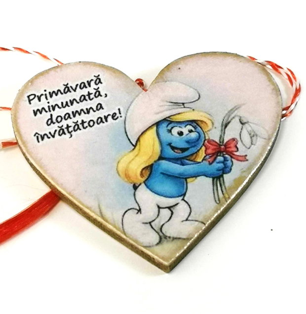 Martisor personalizat educatoare/ invatatoare clasa strumfilor