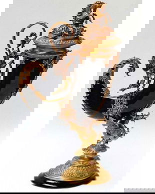 Nautilius negru din portelan cu bronz