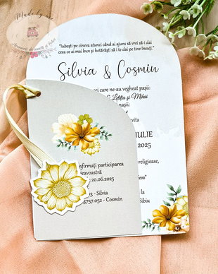 Invitatie nunta forma asimetrica