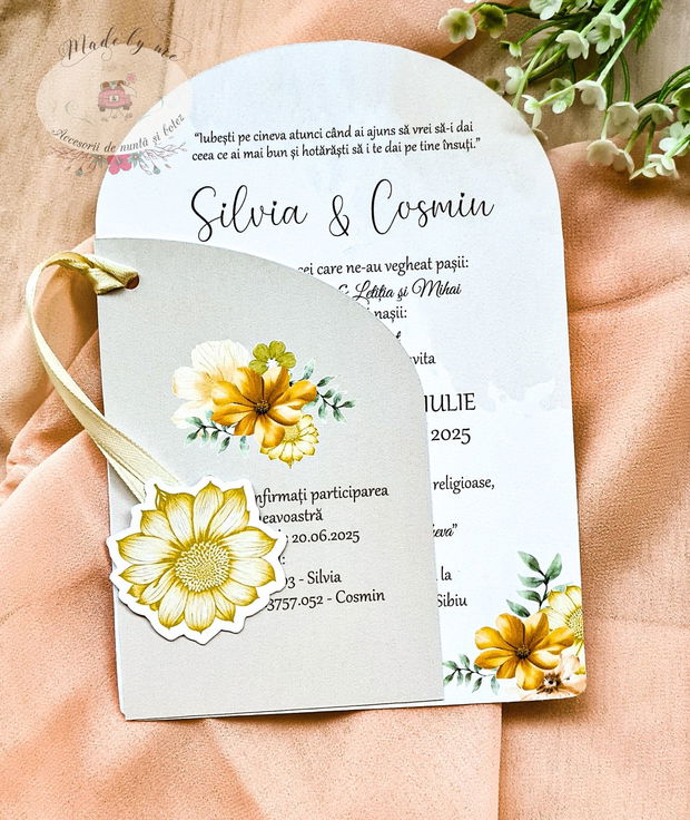 Invitatie nunta forma asimetrica