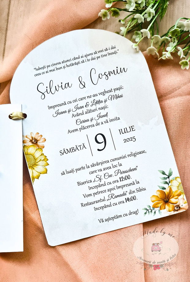 Invitatie nunta forma asimetrica