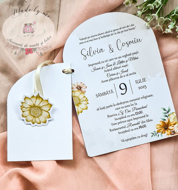 Invitatie nunta forma asimetrica
